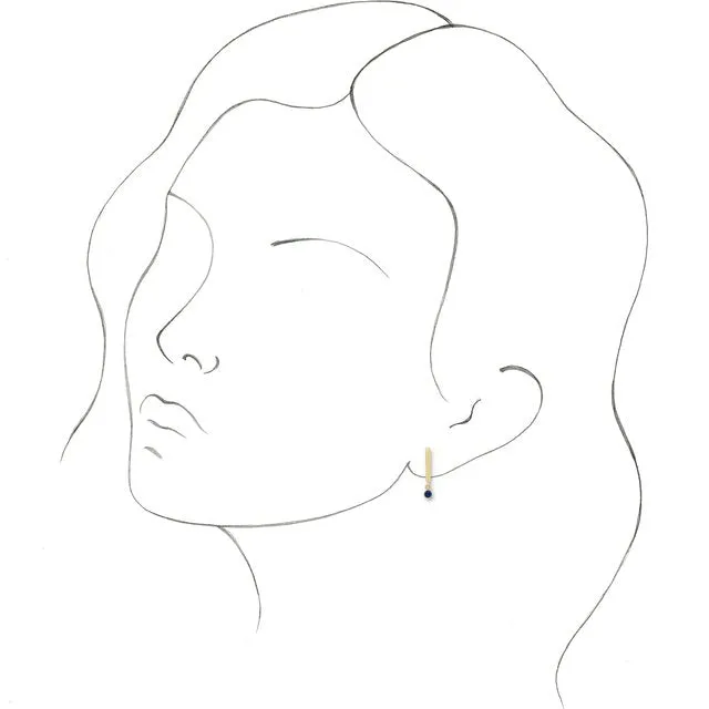Earrings TreasureFineJewelers 14K Yellow Gold Natural Blue Sapphire Bar Earrings