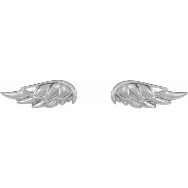 Earrings TreasureFineJewelers Sterling Silver Angel Wing Earrings