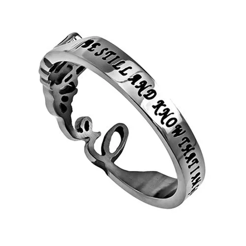 Hand Writing Bible Verse Be Still Psalm 4610 Ring Stainless Steel North Arrow Shop Rings Hand Writing Bible Verse Be Still Psalm 4610 Ring Stainless Steel North Arrow Shop Rings
