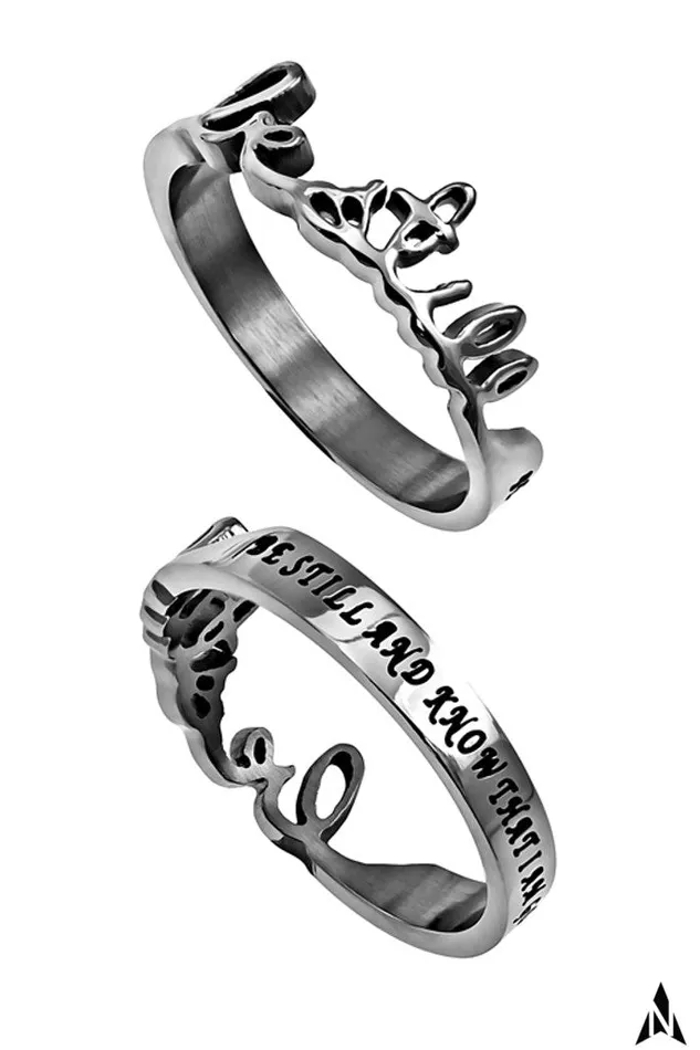 Hand Writing Bible Verse Be Still Psalm 4610 Ring Stainless Steel North Arrow Shop Rings Hand Writing Bible Verse Be Still Psalm 4610 Ring Stainless Steel North Arrow Shop Rings