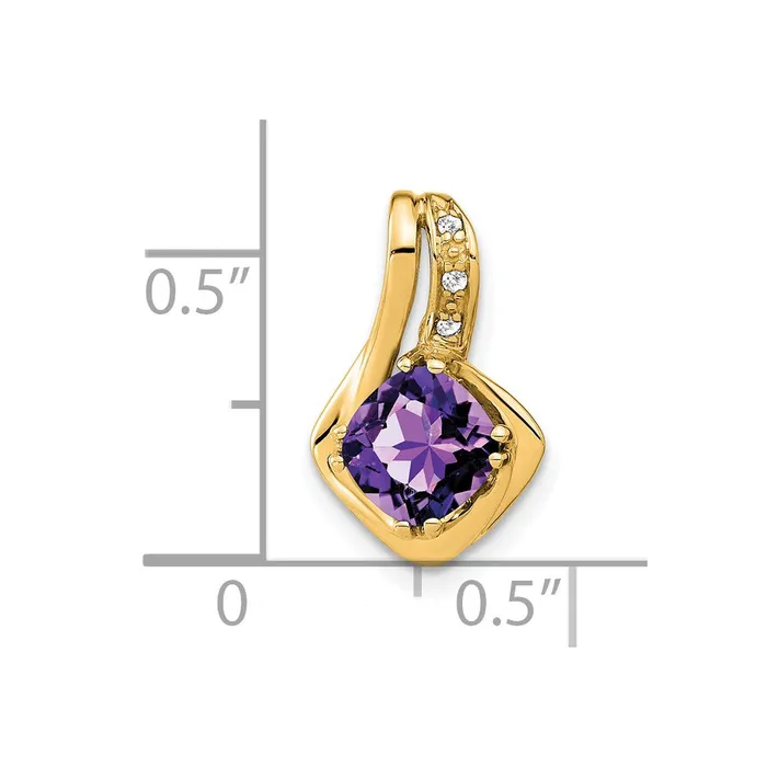 Necklaces TreasureFineJewelers 14k Amethyst and Diamond Chain Slide Pendant