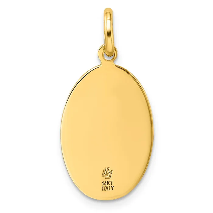 Necklaces TreasureFineJewelers Leslies 14k Polished and Satin Oval St Christopher Pendant