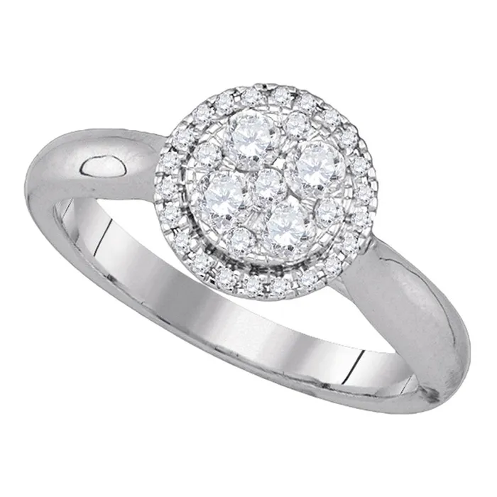 North Arrow Shop Rings 14kt white gold womens round diamond circle frame cluster ring 12 cttw86754 North Arrow Shop Rings 14kt white gold womens round diamond circle frame cluster ring 12 cttw86754