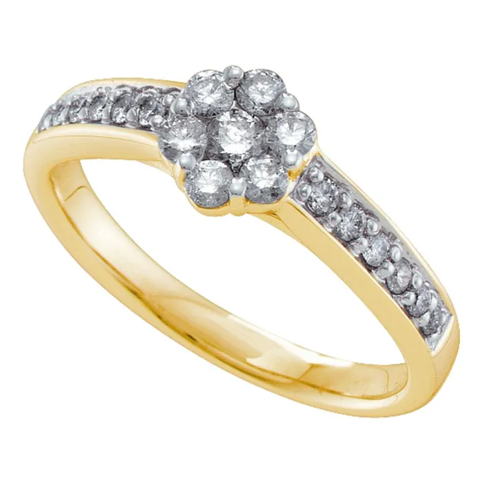 North Arrow Shop Rings 14kt yellow gold womens round diamond flower cluster ring 12 cttw39399 North Arrow Shop Rings 14kt yellow gold womens round diamond flower cluster ring 12 cttw39399