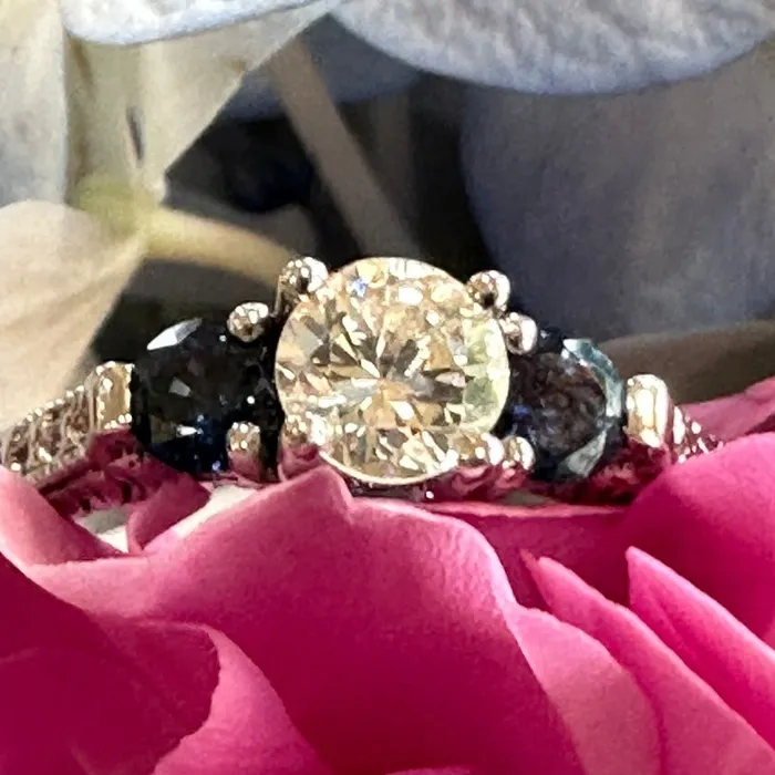 ONeills Estate Jewelry Rings 14 Karat White Gold Diamond and Sapphire Ring 10000249 ONeills Estate Jewelry Rings 14 Karat White Gold Diamond and Sapphire Ring 10000249