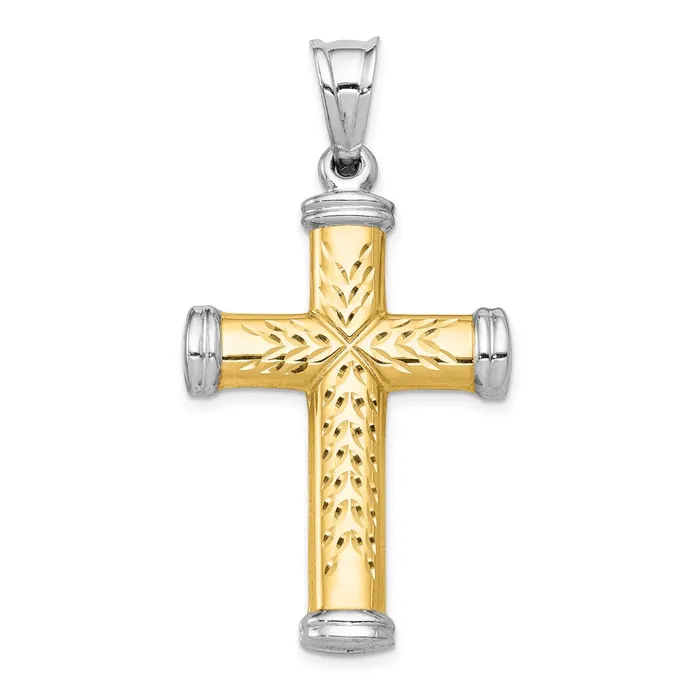 Rings 14K TwoTone and Rhodium Reversible Cross TreasureFineJewelers
