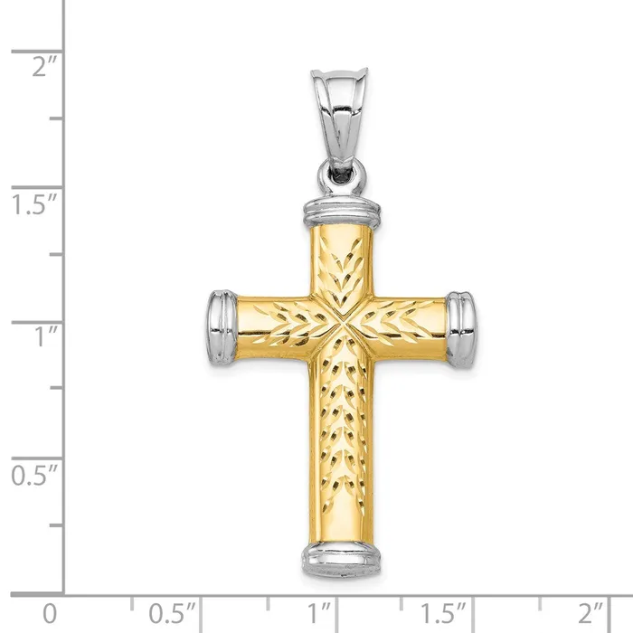 Rings 14K TwoTone and Rhodium Reversible Cross TreasureFineJewelers