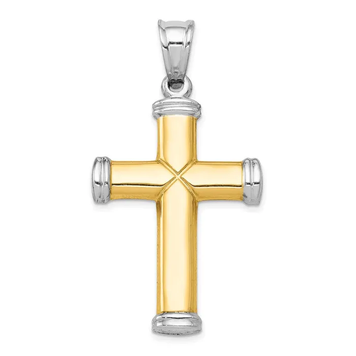Rings 14K TwoTone and Rhodium Reversible Cross TreasureFineJewelers