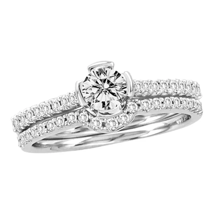 Rings North Arrow Shop 14kt white gold womens round diamond bridal wedding engagement ring band set 34 cttw39513 Rings North Arrow Shop 14kt white gold womens round diamond bridal wedding engagement ring band set 34 cttw39513