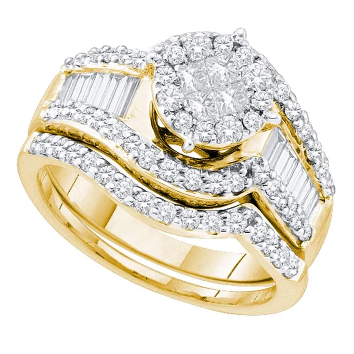 Rings North Arrow Shop 14kt yellow gold womens princess diamond bridal wedding engagement ring band set 1 14 cttw48577 Rings North Arrow Shop 14kt yellow gold womens princess diamond bridal wedding engagement ring band set 1 14 cttw48577