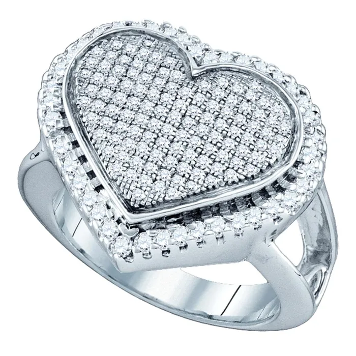 Rings North Arrow Shop sterling silver womens round diamond heart cluster ring 34 cttw63967 Rings North Arrow Shop sterling silver womens round diamond heart cluster ring 34 cttw63967