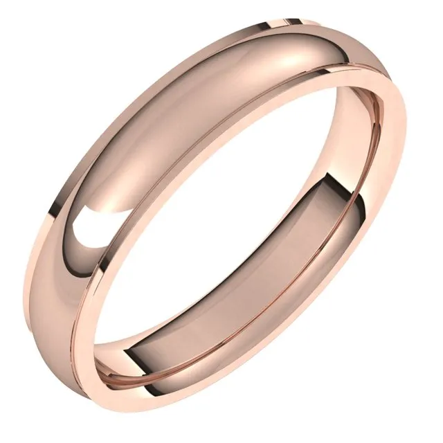 Rings TreasureFineJewelers 10K Rose Gold 4 mm Half Round Edge Comfort Fit Wedding Band