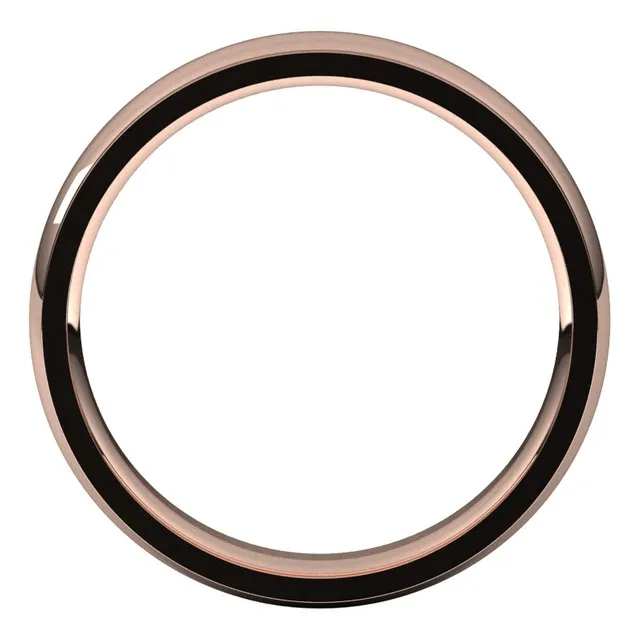 Rings TreasureFineJewelers 10K Rose Gold 4 mm Half Round Edge Comfort Fit Wedding Band