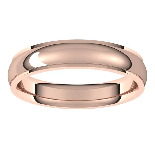 Rings TreasureFineJewelers 10K Rose Gold 4 mm Half Round Edge Comfort Fit Wedding Band