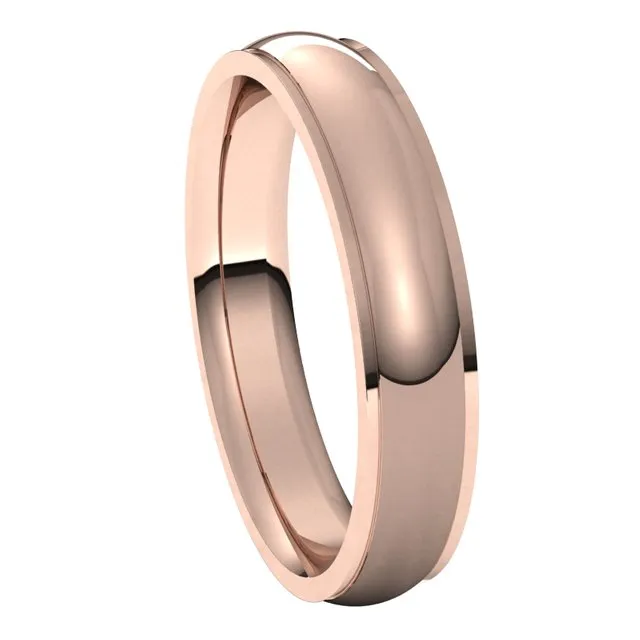 Rings TreasureFineJewelers 10K Rose Gold 4 mm Half Round Edge Comfort Fit Wedding Band