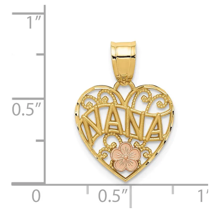 Rings TreasureFineJewelers 14k Twotone NANA Heart Pendant