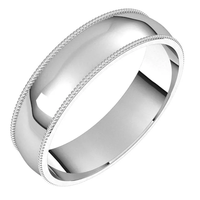 Rings TreasureFineJewelers 18K White Gold 5 mm Milgrain Half Round Comfort Fit Light Wedding Band Rings TreasureFineJewelers 18K White Gold 5 mm Milgrain Half Round Comfort Fit Light Wedding Band