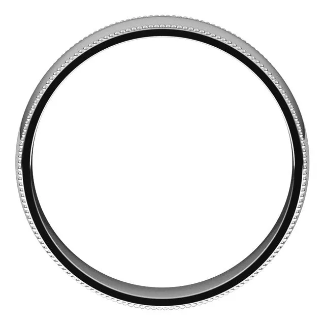 Rings TreasureFineJewelers 18K White Gold 5 mm Milgrain Half Round Comfort Fit Light Wedding Band