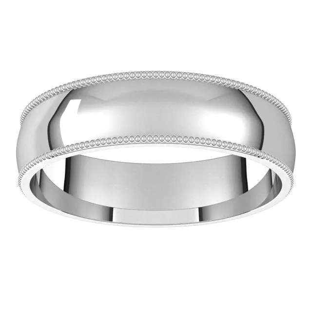 Rings TreasureFineJewelers 18K White Gold 5 mm Milgrain Half Round Comfort Fit Light Wedding Band