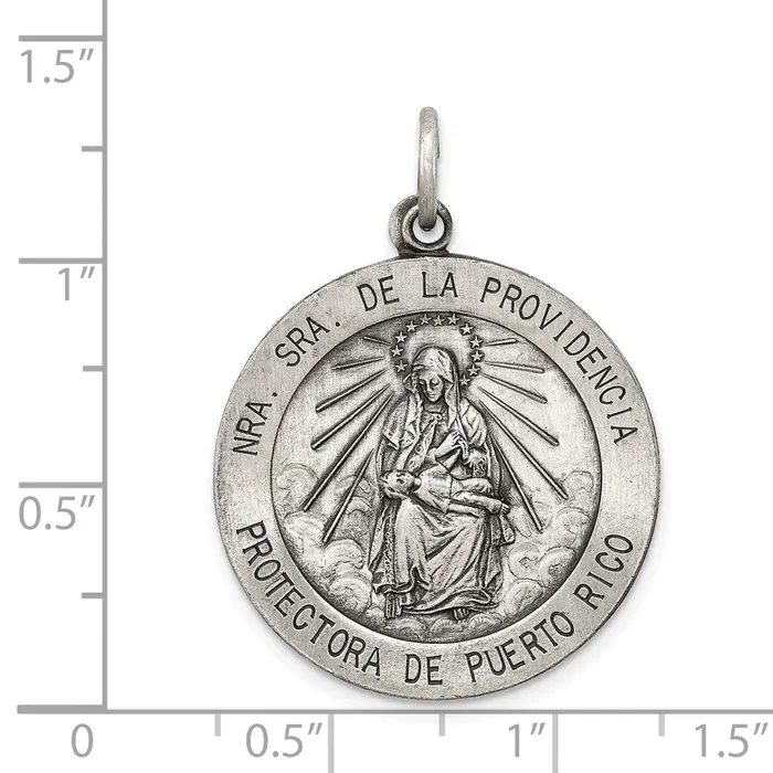 Rings TreasureFineJewelers Sterling Silver Antiqued De La Providencia Medal