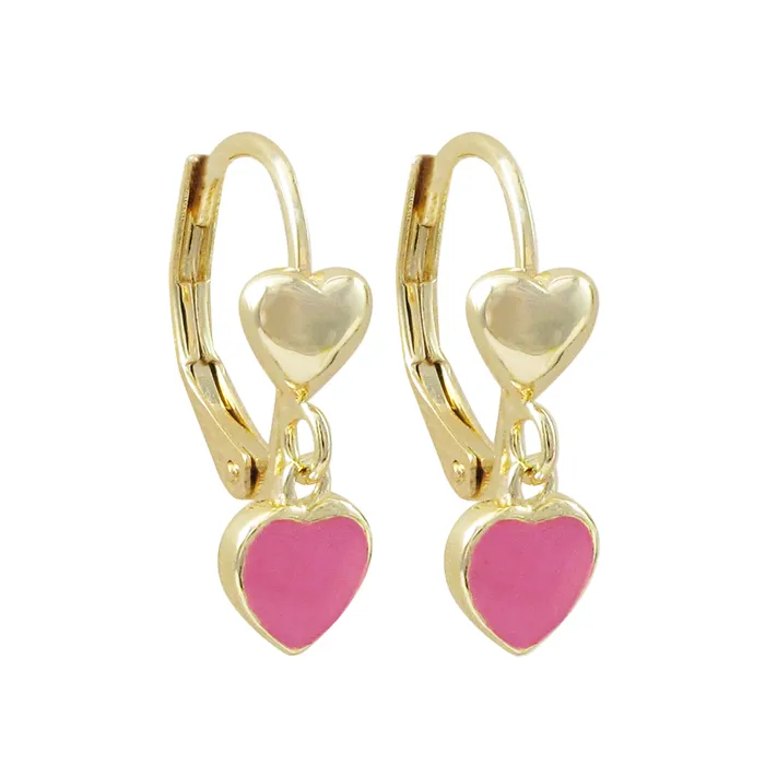 Surgical Steel Enamel Heart Charm On Gold Heart Leverbacks Perfect Piercing Necklaces Surgical Steel Enamel Heart Charm On Gold Heart Leverbacks Perfect Piercing Necklaces