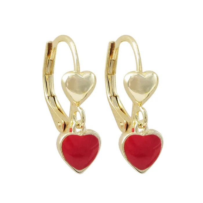 Surgical Steel Enamel Heart Charm On Gold Heart Leverbacks Perfect Piercing Necklaces Surgical Steel Enamel Heart Charm On Gold Heart Leverbacks Perfect Piercing Necklaces