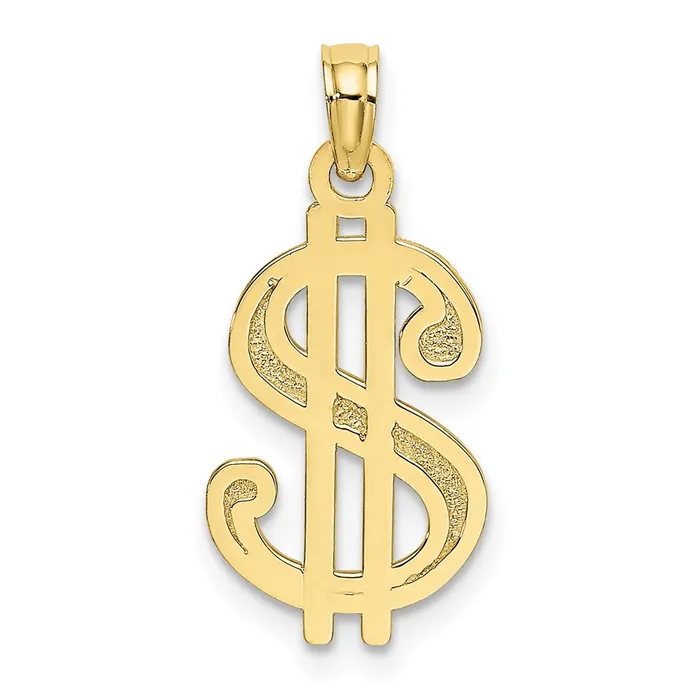 TreasureFineJewelers 10K Textured Dollar Sign Charm Charm Necklaces