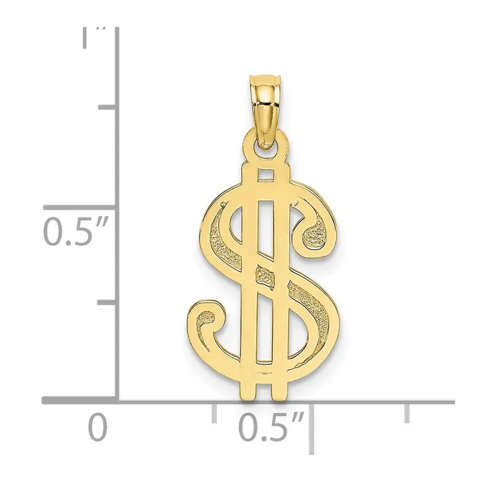 TreasureFineJewelers 10K Textured Dollar Sign Charm Charm Necklaces