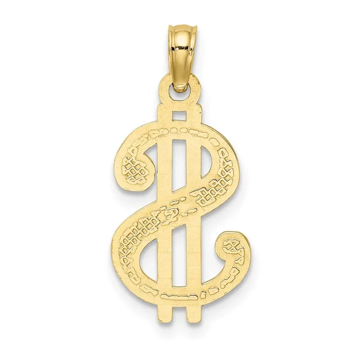 TreasureFineJewelers 10K Textured Dollar Sign Charm Charm Necklaces