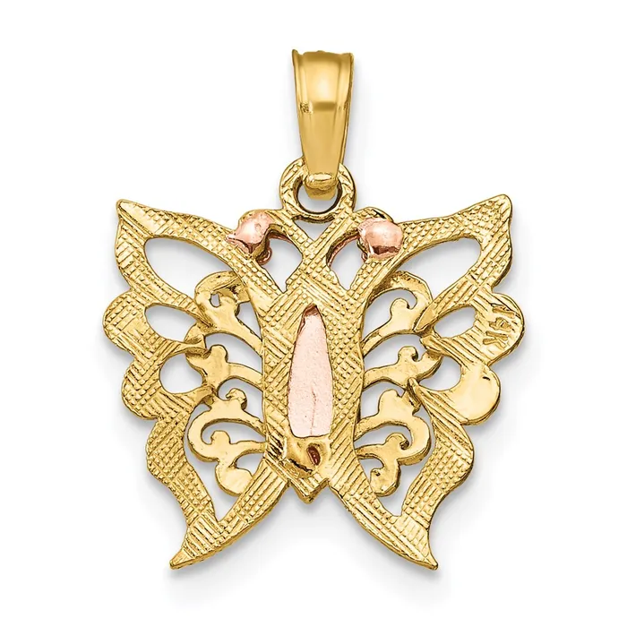 TreasureFineJewelers 14k TwoTone wWhite Rhodium Butterfly CutOut Charm Rings