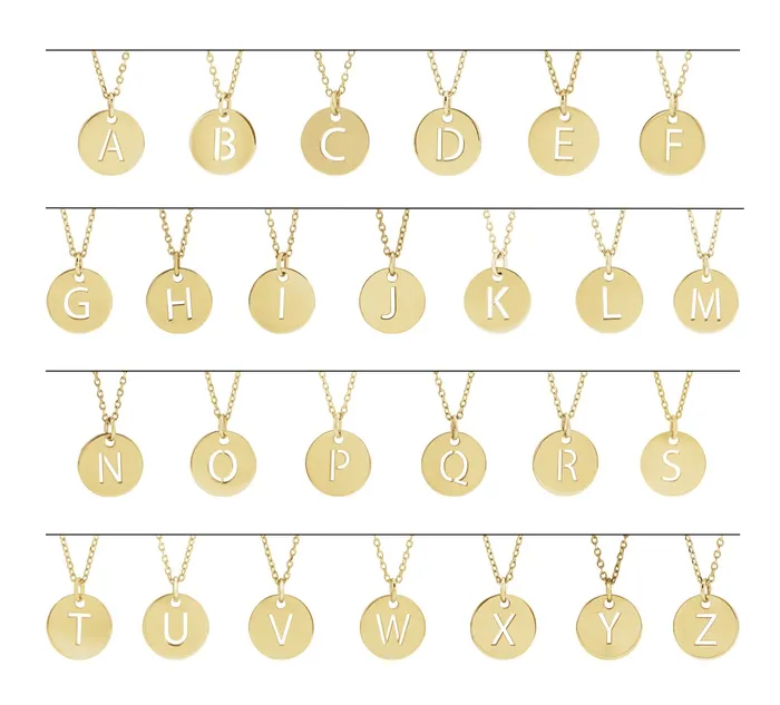 TreasureFineJewelers 14K Yellow Gold Initial T 10 mm Disc 1618 Necklace Necklaces