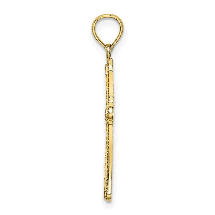 TreasureFineJewelers Charm Necklaces 10K DC Striped Cross Charm