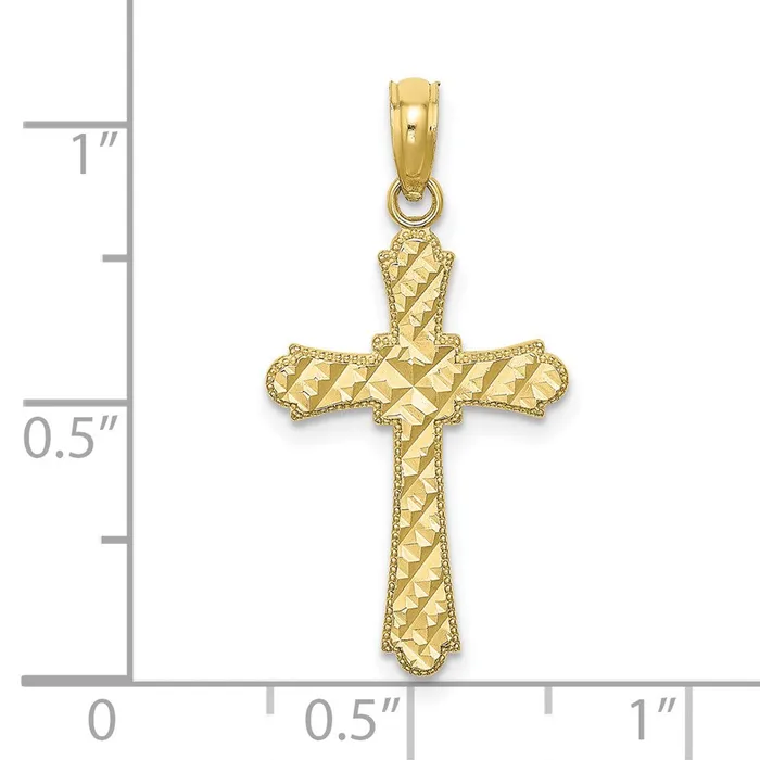 TreasureFineJewelers Charm Necklaces 10K DC Striped Cross Charm