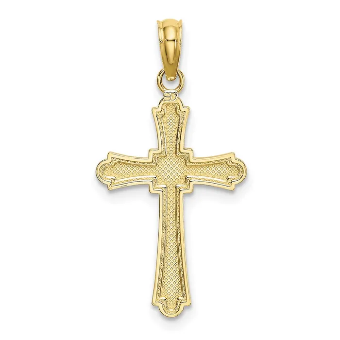 TreasureFineJewelers Charm Necklaces 10K DC Striped Cross Charm