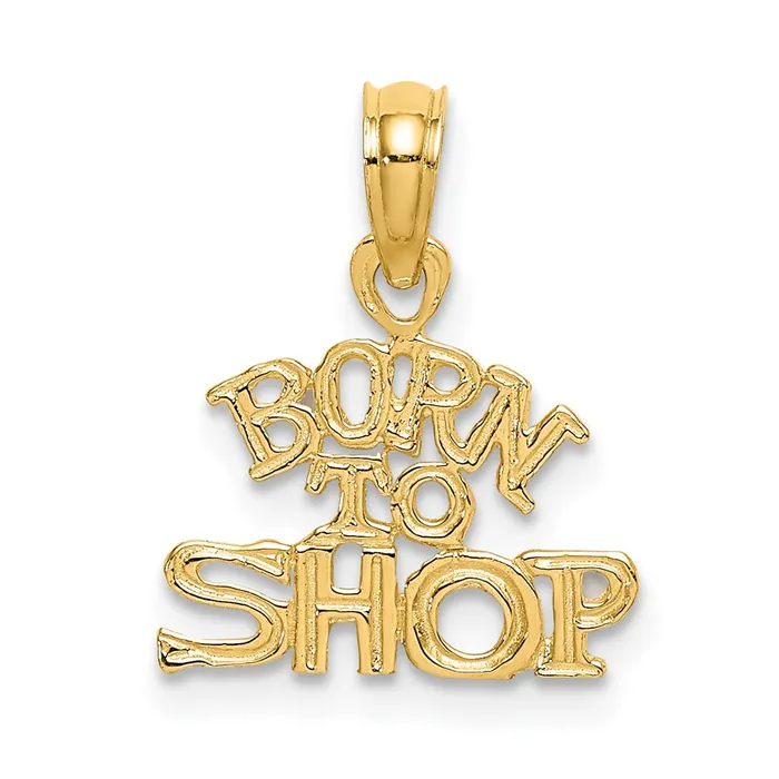 TreasureFineJewelers Charm Necklaces 14K BORN TO SHOP Charm