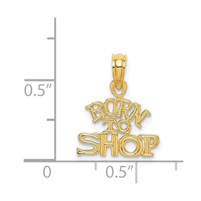 TreasureFineJewelers Charm Necklaces 14K BORN TO SHOP Charm