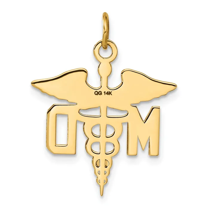 TreasureFineJewelers Charm Necklaces 14k Large MD Caduceus Charm