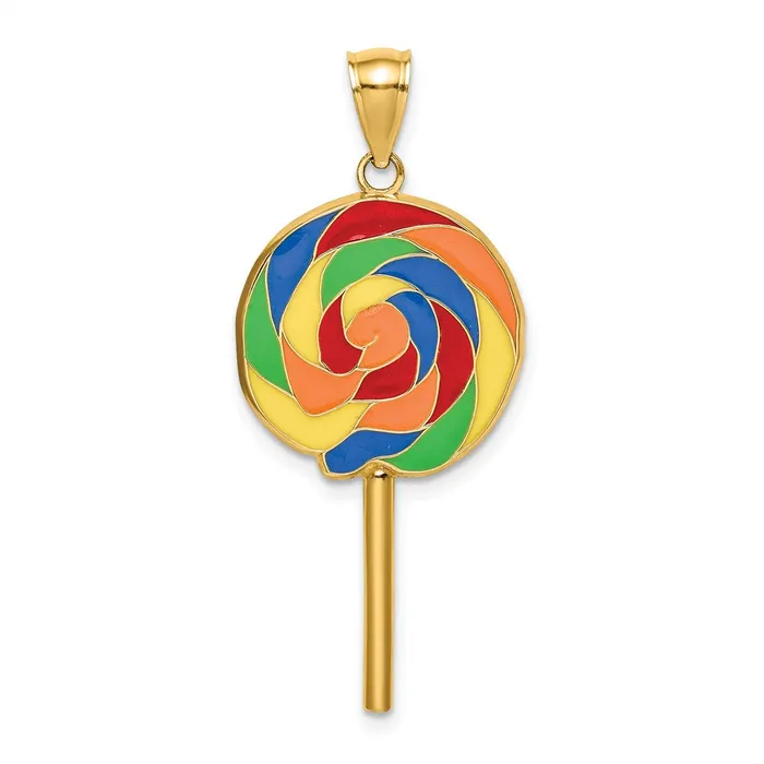 TreasureFineJewelers Charm Necklaces 14K wMultiColor Enamel 3D Lollipop Charm TreasureFineJewelers Charm Necklaces 14K wMultiColor Enamel 3D Lollipop Charm