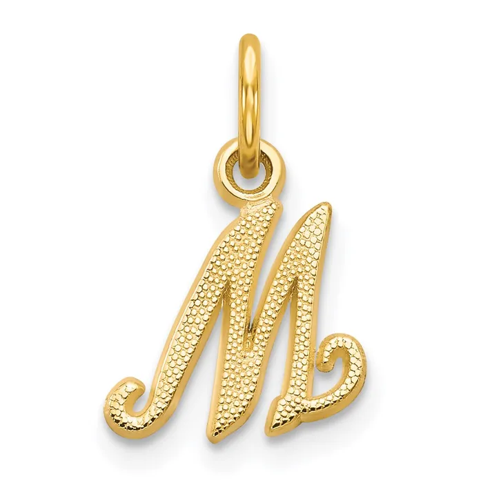 TreasureFineJewelers Charm Necklaces 14k Yellow Gold Script Letter M Initial Charm TreasureFineJewelers Charm Necklaces 14k Yellow Gold Script Letter M Initial Charm