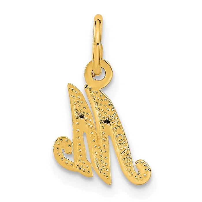 TreasureFineJewelers Charm Necklaces 14k Yellow Gold Script Letter M Initial Charm
