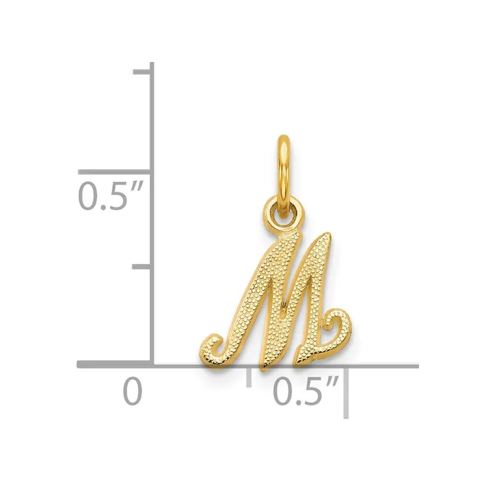 TreasureFineJewelers Charm Necklaces 14k Yellow Gold Script Letter M Initial Charm