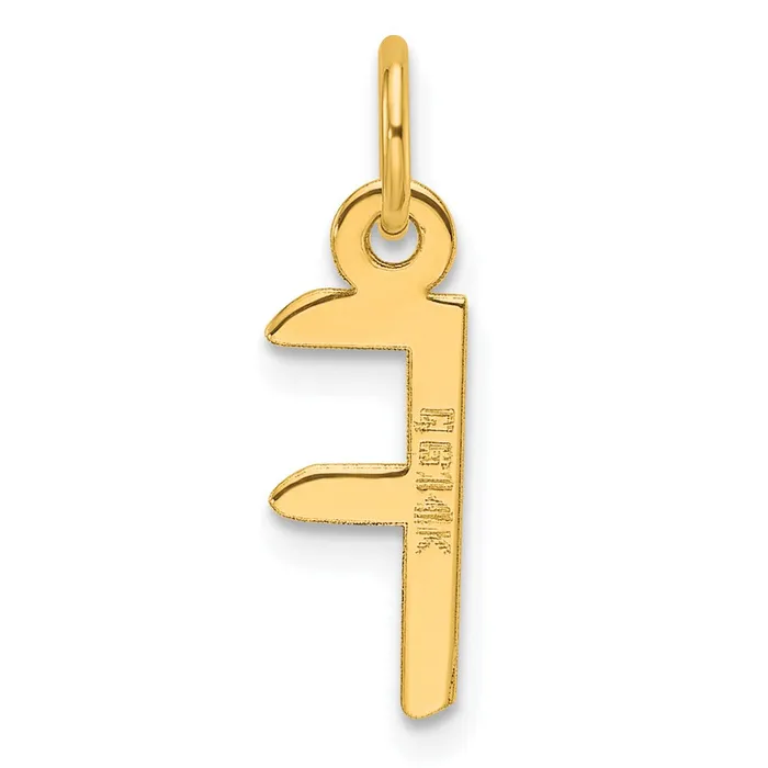 TreasureFineJewelers Charm Necklaces 14k Yellow Gold Slanted Block Letter F Initial Charm