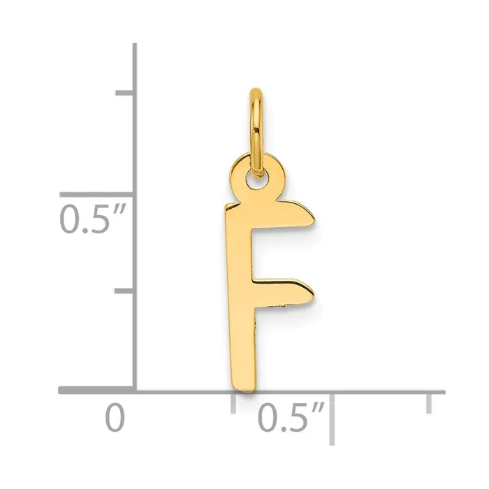 TreasureFineJewelers Charm Necklaces 14k Yellow Gold Slanted Block Letter F Initial Charm