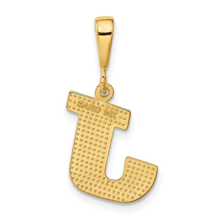 TreasureFineJewelers Charm Necklaces 14k Yellow Gold Textured Initial J Charm