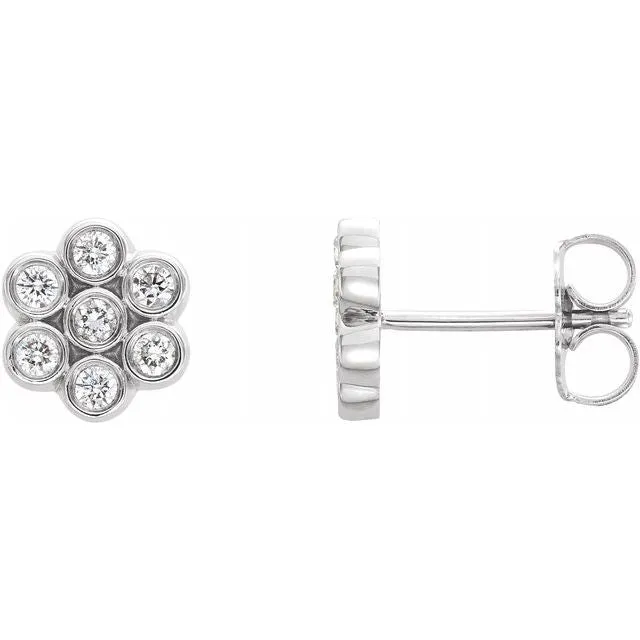 TreasureFineJewelers Earrings 14K White 14 CTW Diamond Cluster Earrings