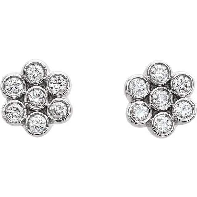 TreasureFineJewelers Earrings 14K White 14 CTW Diamond Cluster Earrings