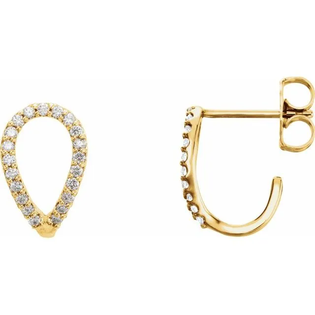 TreasureFineJewelers Earrings 14K Yellow 15 CTW Diamond Geometric JHoop Earrings