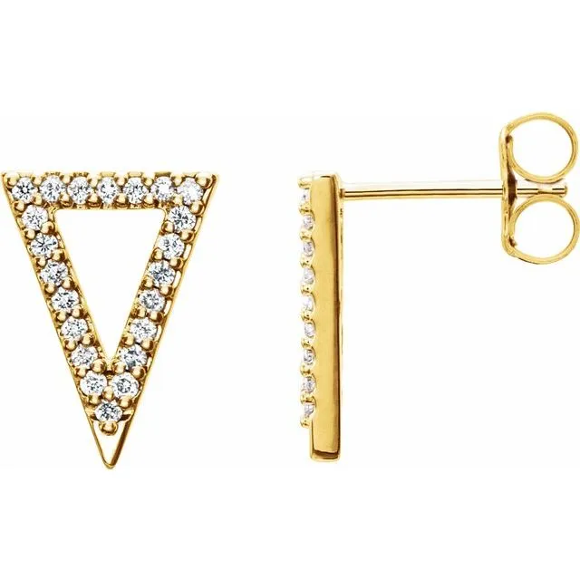 TreasureFineJewelers Earrings 14K Yellow 15 CTW Diamond Triangle Earrings