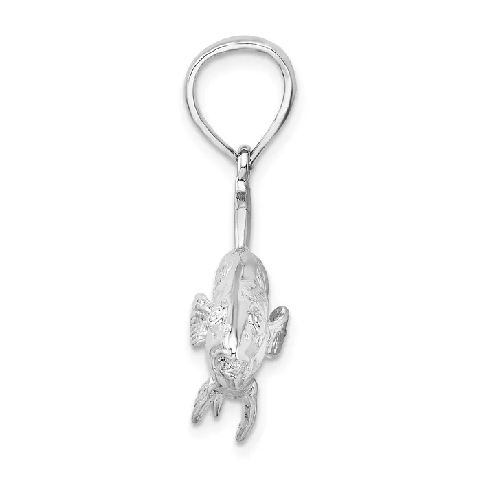 TreasureFineJewelers Necklaces Sterling Silver Polished 3D Red Fish Pendant