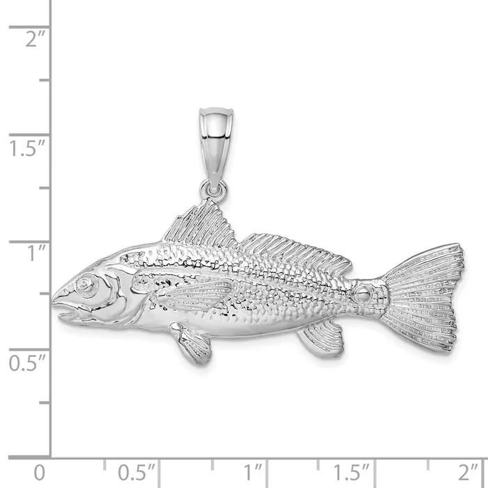 TreasureFineJewelers Necklaces Sterling Silver Polished 3D Red Fish Pendant